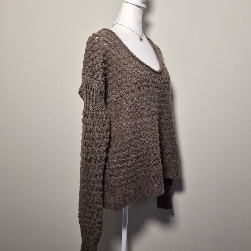 Free People Shabby Chic Earthy Cottage Brown Forest Garden Chunky Knit Sweater - Picture 4 of 12